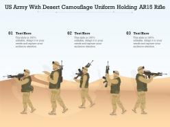 Us army with desert camouflage uniform holding ar15 rifle