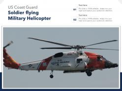 Us coast guard soldier flying military helicopter