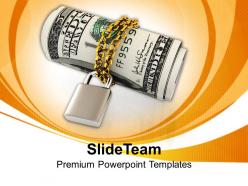 Us Dollars Chained With Padlock Security Powerpoint Templates Ppt Themes And Graphics 0213