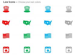 Us hat map flag calendar ppt icons graphics