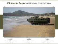 Us marine corps aav 8b moving across sea shore