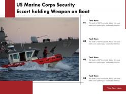 Us marine corps security escort holding weapon on boat