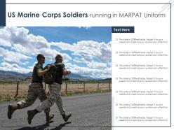 Us marine corps soldiers running in marpat uniform
