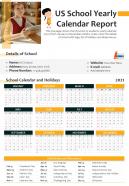 Us school yearly calendar report presentation infographic ppt pdf document