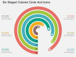 Us six staged colored circle and icons flat powerpoint design