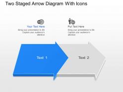 Us two staged arrow diagram with icons powerpoint template slide