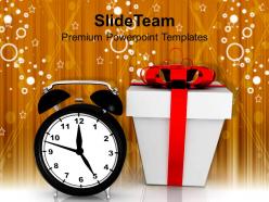 Usa holidays christmas wreath alarm clock and gift box festival powerpoint templates themes