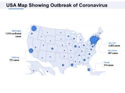 Usa map showing outbreak of coronavirus