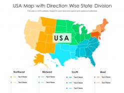 Usa map with direction wise state division