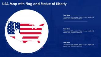USA Map With Flag And Statue Of Liberty
