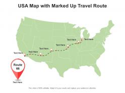Usa map with marked up travel route
