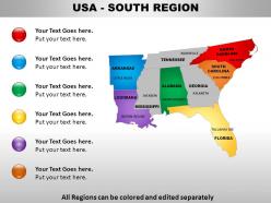 A map highlighting states in the southern region of the United States with labeled cities
