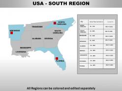 Usa south region country powerpoint maps