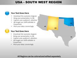 Usa south west region country powerpoint maps