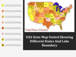Usa state map united showing different states and lake boundary