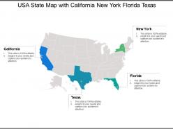 Usa state map with california new york florida texas