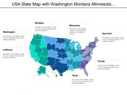 Usa state map with washington montana minnesota new york texas