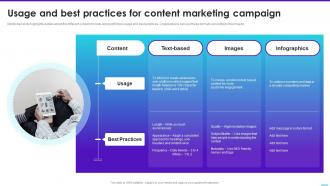 Usage And Best Practices For Content Marketing Campaign Content Playbook For Marketers