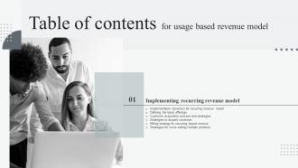 Usage Based Revenue Model For Table Of Contents Ppt Icon Designs Download