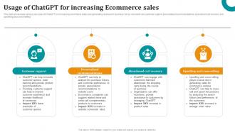 Usage Of ChatGPT For Increasing Ecommerce Sales OpenAI ChatGPT To Transform Business ChatGPT SS