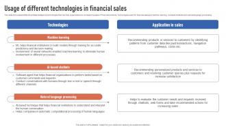 Usage Of Different Technologies In Financial Sales Finance Automation Through AI And Machine AI SS V