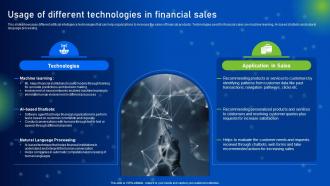 Usage Of Different Technologies In Financial Sales How AI Is Revolutionizing Finance Industry AI SS