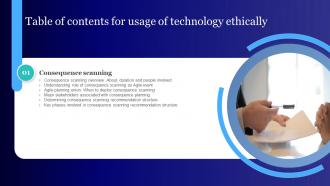 Usage Of Technology Ethically Table Of Contents Usage Of Technology Ethically