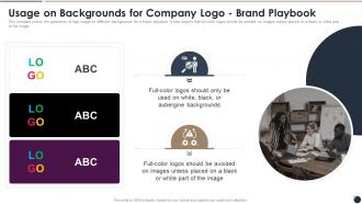 Usage On Backgrounds For Company Logo Brand Playbook Ppt Layouts Background Designs