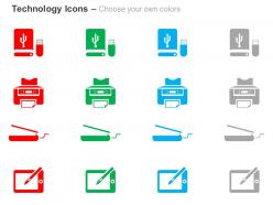 Usb printer scanner tablet ppt icons graphics