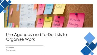 Use Agendas And To Do Lists To Organize Work PPT Presentation AT