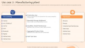 Use Case 1 Manufacturing Plant IOT Use Cases In Manufacturing Ppt Background