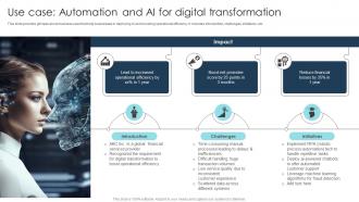 Use Case Automation And AI Digital Transformation Strategies To Integrate DT SS