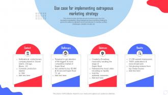 Use Case For Implementing Outrageous Marketing Strategy Complete Guide Of Buzz Marketing Campaigns MKT SS V