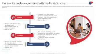 Use Case For Implementing Remarkable Marketing Strategy Strategies For Adopting Buzz Marketing MKT SS V