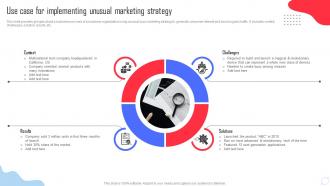 Use Case For Implementing Unusual Marketing Strategy Complete Guide Of Buzz Marketing Campaigns MKT SS V