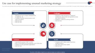 Use Case For Implementing Unusual Marketing Strategy Strategies For Adopting Buzz Marketing MKT SS V