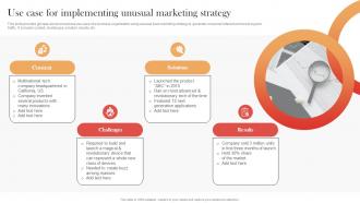 Use Case For Implementing Unusual Marketing Strategy Streamlined Buzz Marketing Techniques MKT SS V