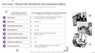 Use Case Fraud Risk Identified And Measures Taken Fraud Investigation And Response Playbook
