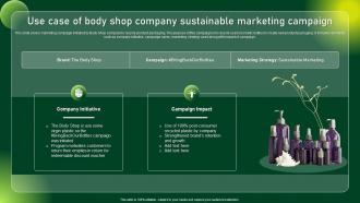Use Case Of Body Shop Company Comprehensive Guide To Sustainable Marketing Mkt SS