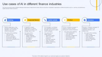 Use Cases Of Ai In Different Finance Industries Ai Finance Use Cases AI SS V