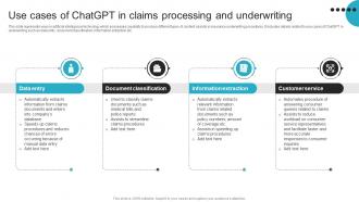 Use Cases Of ChatGPT In ChatGPT For Transitioning Insurance Sector ChatGPT SS V