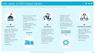 Use Cases Of DAO Based Tokens Introduction To Decentralized Autonomous BCT SS