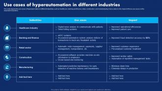 Use Cases Of Hyperautomation In Different Hyperautomation Technology Transforming