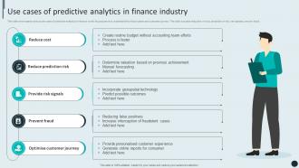 Use Cases Of Predictive Analytics In Finance Industry