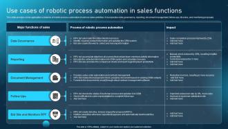 Use Cases Of Robotic Process Automation In Sales Functions Ppt Gallery Graphics Example