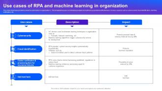 Use Cases Of Rpa And Machine Learning In Organization