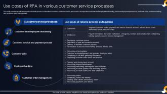 Use Cases Of RPA In Various Customer Service Processes Developing RPA Adoption Strategies