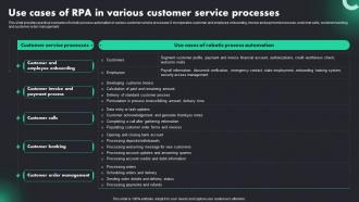 Use Cases Of RPA In Various RPA Adoption Trends And Customer Experience