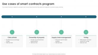 Use Cases Of Smart Contracts Program Ppt Infographics Inspiration