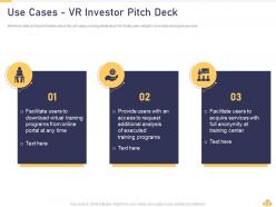 Use Cases VR Investor Pitch Deck Ppt Styles Graphic Tips